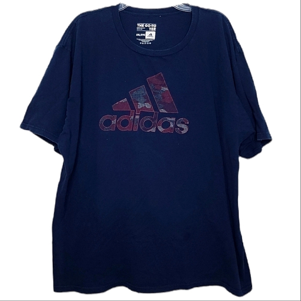 🌶️Adidas The Go-To Tee Men’s 2XL Navy Blue Short Sleeve Round Neck with Logo
